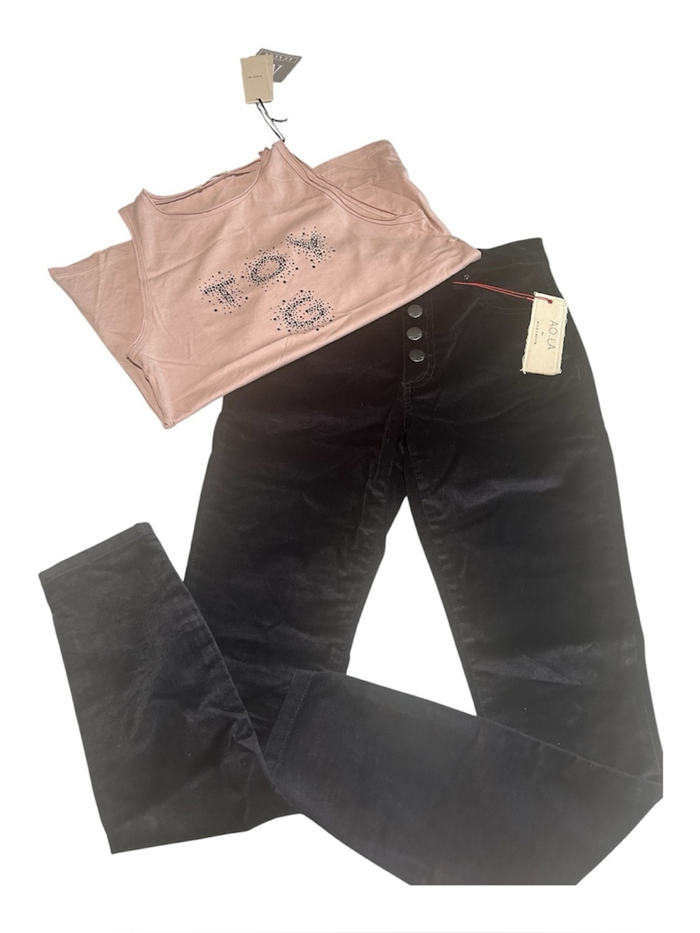 Alice + Olivia Velour Button Front Pants